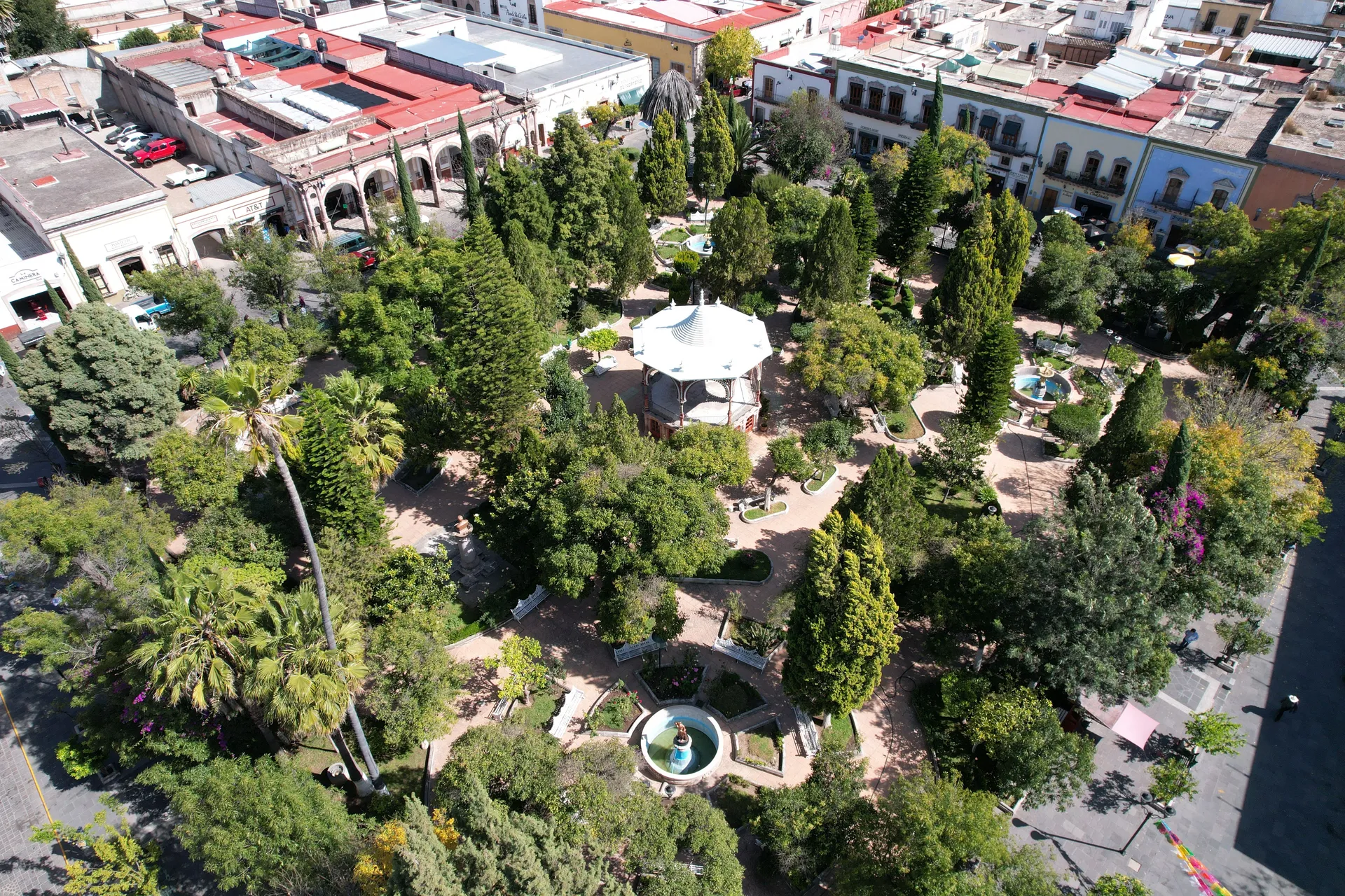 Vista panorámica de la Plaza Principal de Jerez de García Salinas, Pueblo Mágico